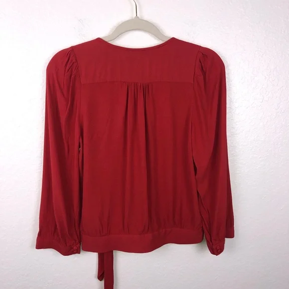 Madewell wrap side tie top v neck blouse - Picture 4 of 7